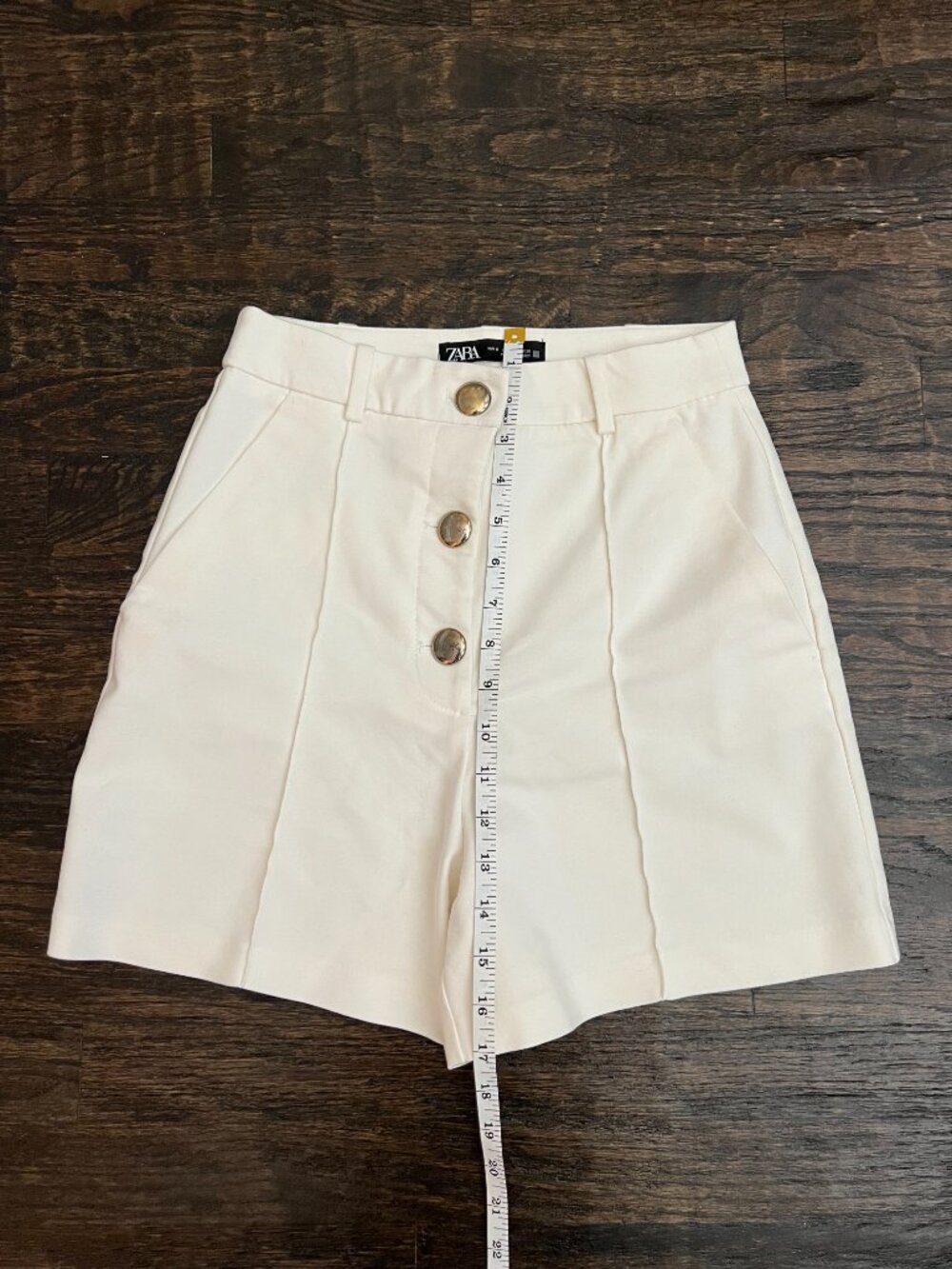Zara Cream High Waist Shorts - Picture 6 of 6